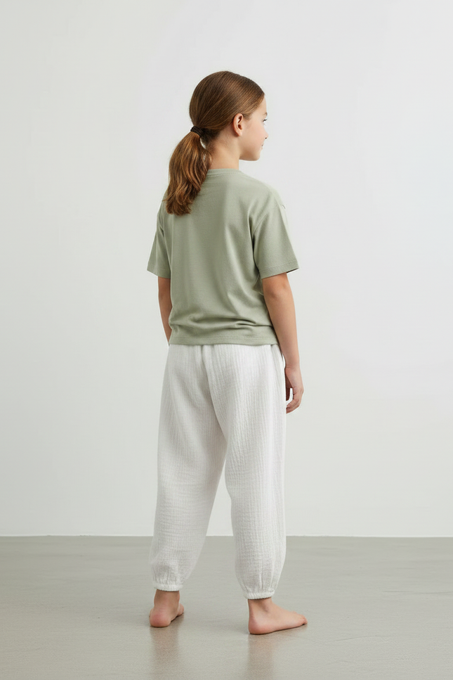 Pantalon Fluide Blanc Ample Coton Mousseline Confortable - vue 2