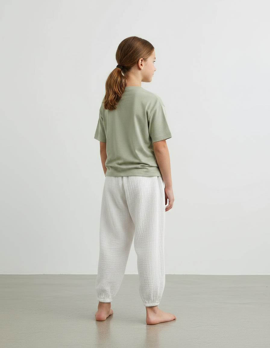 Pantalon Fluide Blanc Ample Coton Mousseline Confortable - vue 2