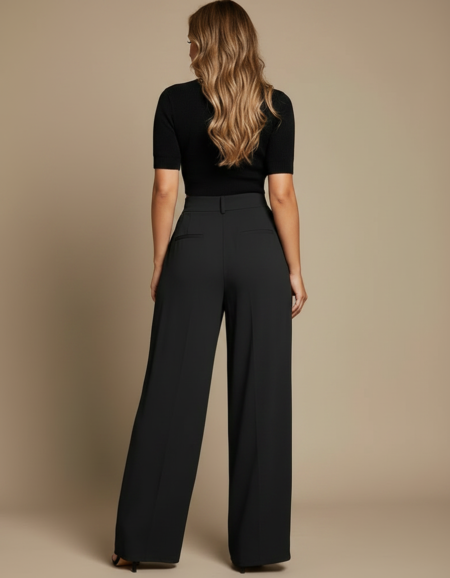 Ensemble Pantalon Fluide Ceremonie - Noir Viscose - vue 2