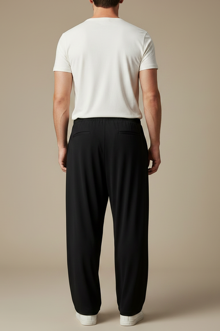 Pantalon Fluide Noir Ample Confortable Élastique Homme - Viscose - vue 2