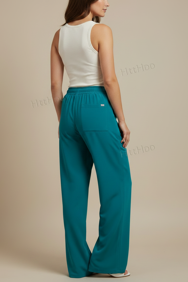 Pantalon Fluide Ample Vert Cordon Confortable Femme - Polyester - vue 2