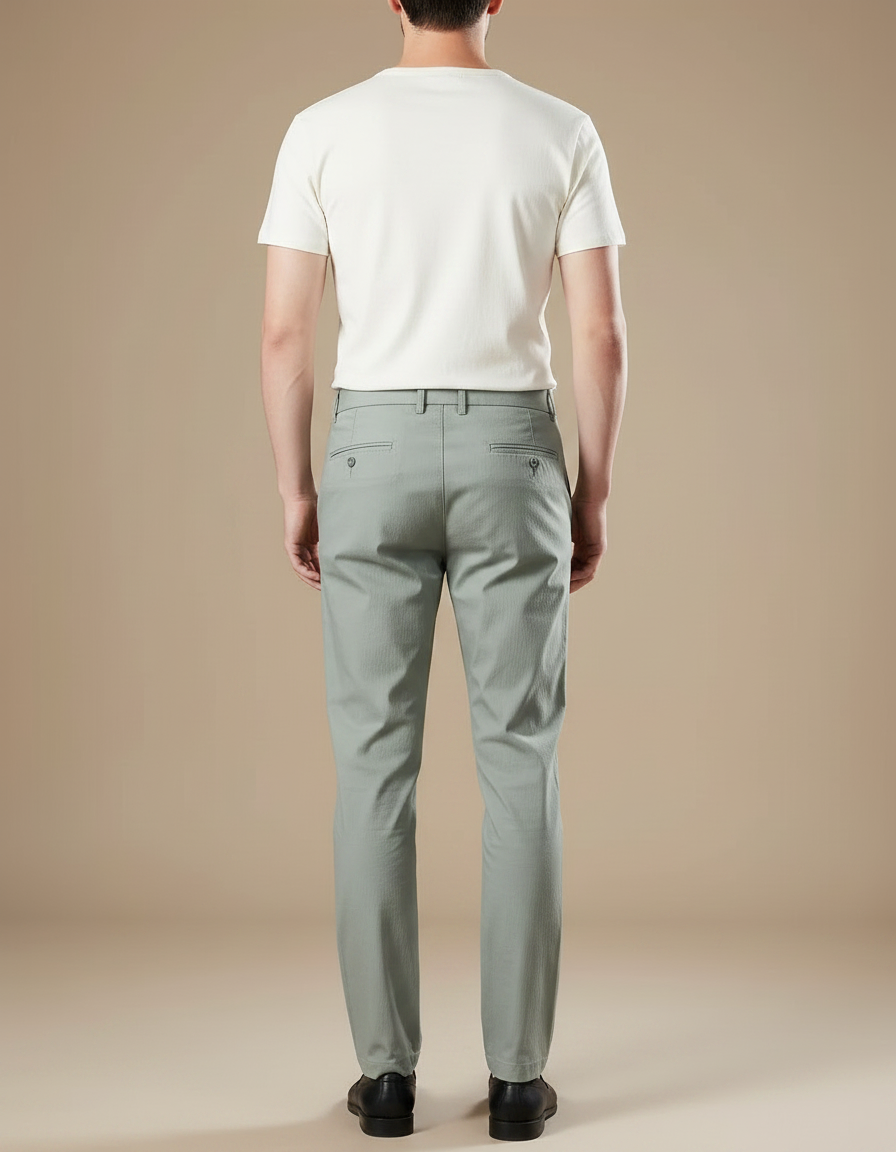 Pantalon Fluide Vert Homme Décontracté Léger Droit - Viscose - vue 2