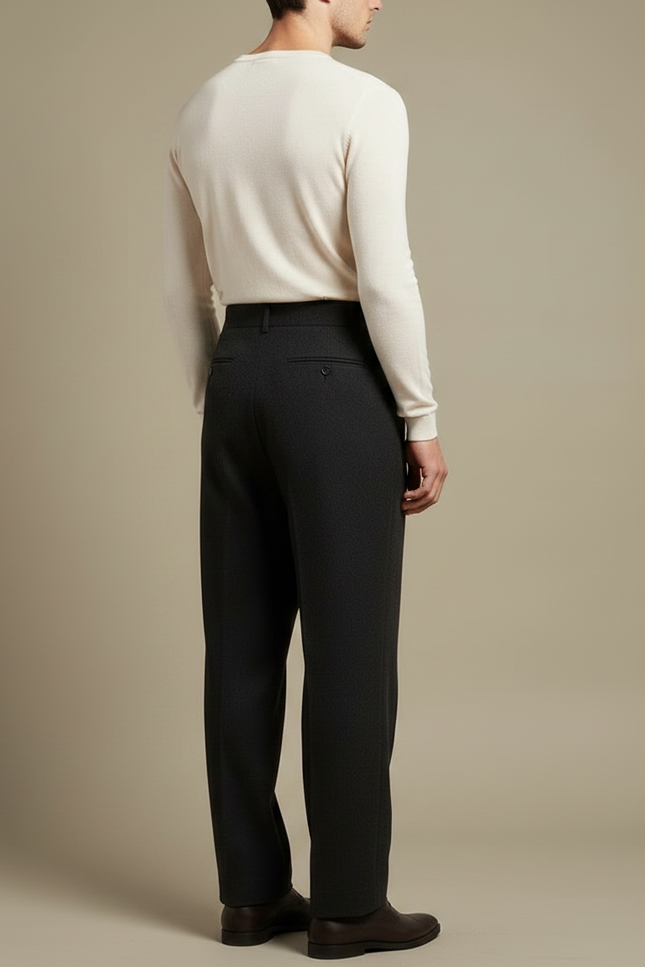 Pantalon Fluide Homme Gris Foncé Laine Plissé - vue 2