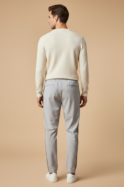 Pantalon Fluide Gris Athlétique Rayé Léger Sportswear Homme - Polyester - vue 2
