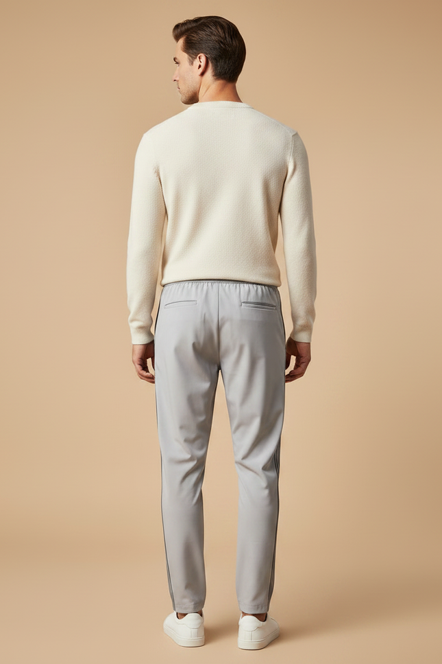 Pantalon Fluide Gris Athlétique Rayé Léger Sportswear Homme - Polyester - vue 2