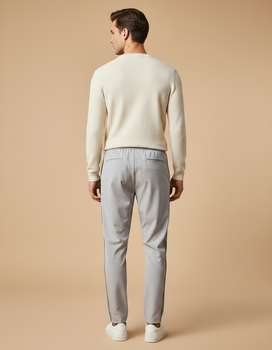 Pantalon Fluide Gris Athlétique Rayé Léger Sportswear Homme - Polyester - vue 2
