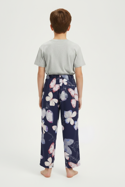 Pantalon Fluide Papillons Bleu Marine Ample Confortable Enfant - Viscose - vue 2