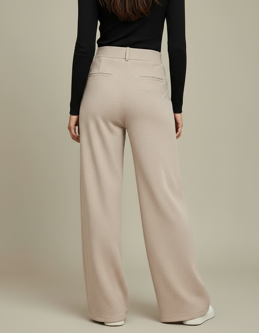 Pantalon Fluide Beige Large Confortable Décontracté Plissé - Molleton - vue 2