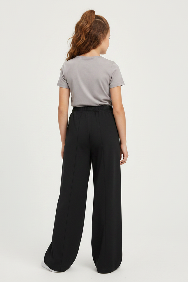 Pantalon Fluide Noir Ample Casual Élastique Confortable - Polyester - vue 2