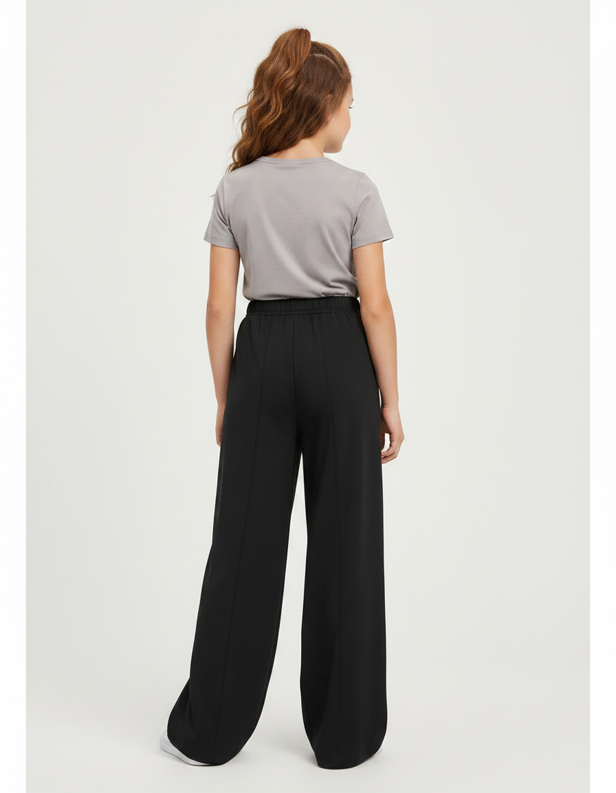 Pantalon Fluide Noir Ample Casual Élastique Confortable - Polyester - vue 2