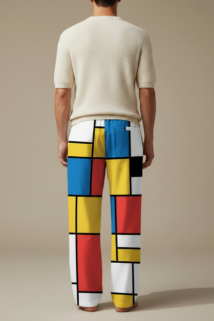 Pantalon Fluide Géométrique Ample Coloré Estival Confortable - Multicolore Polyester - vue 2