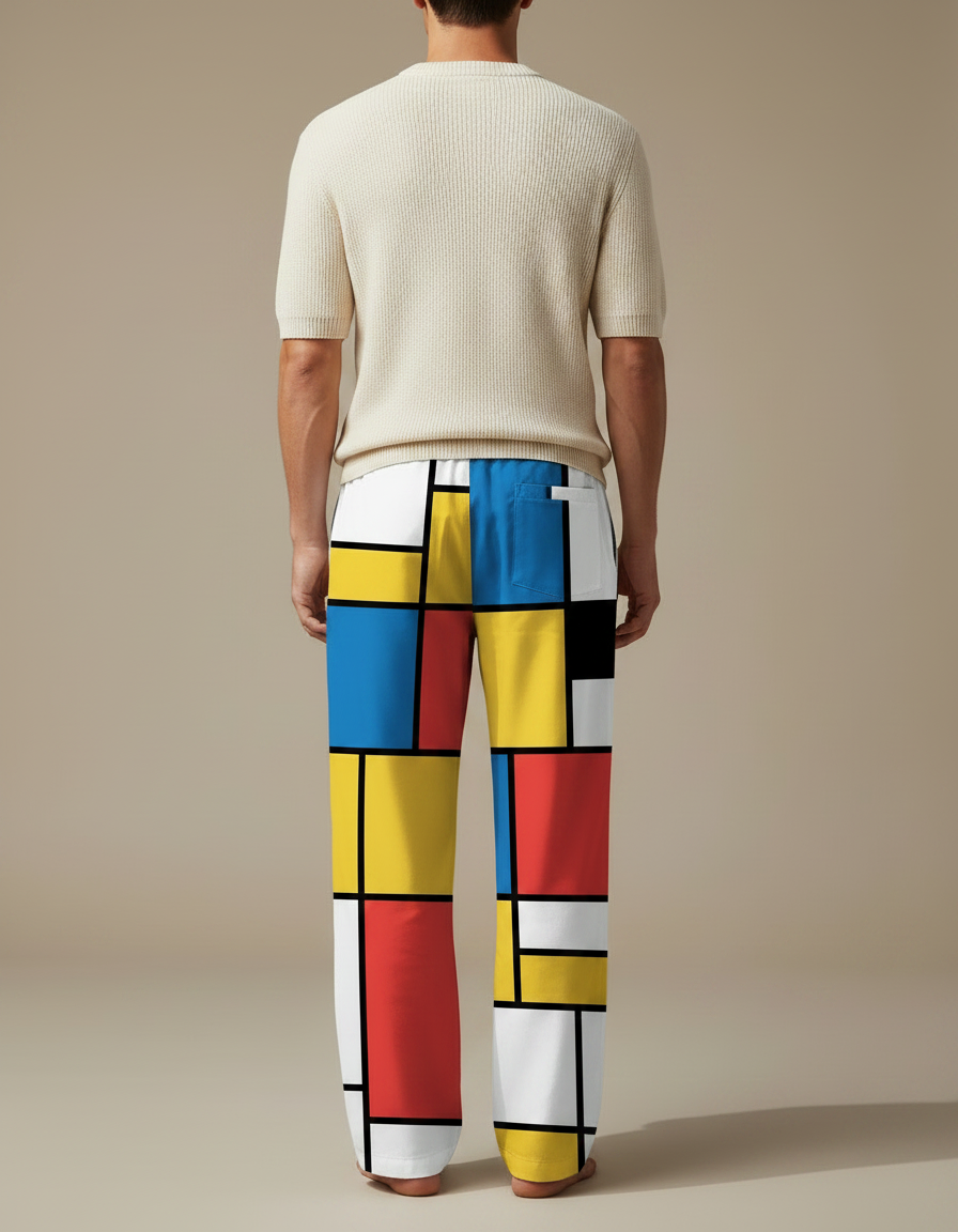 Pantalon Fluide Géométrique Ample Coloré Estival Confortable - Multicolore Polyester - vue 2