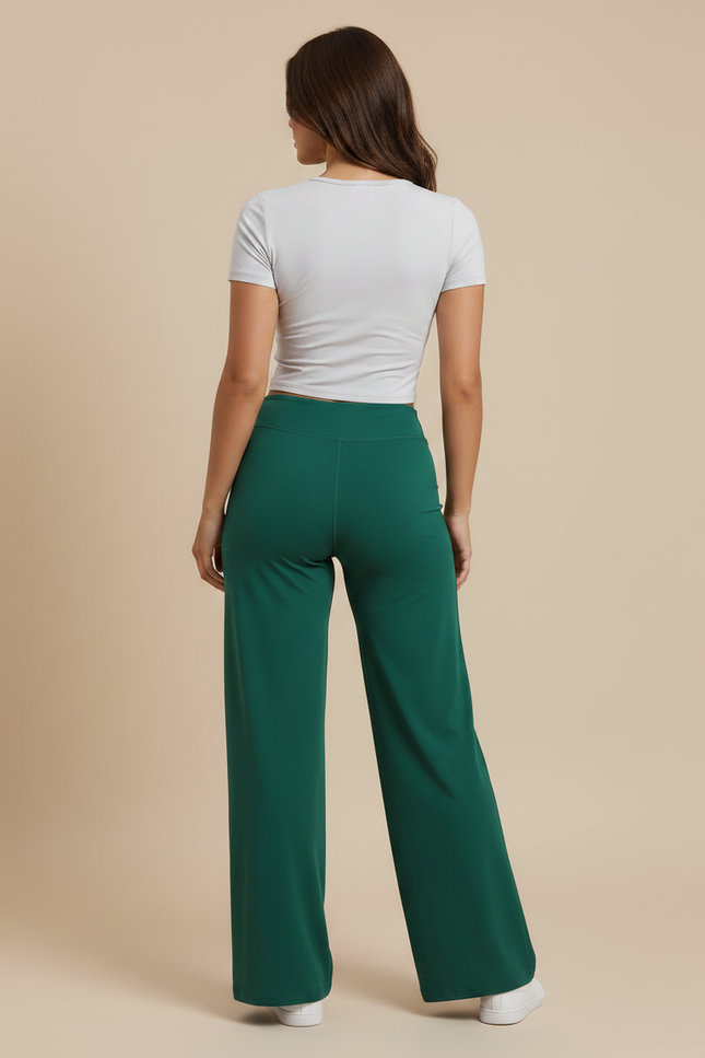 Pantalon Fluide Évasé Femme - Vert Polyester - vue 2