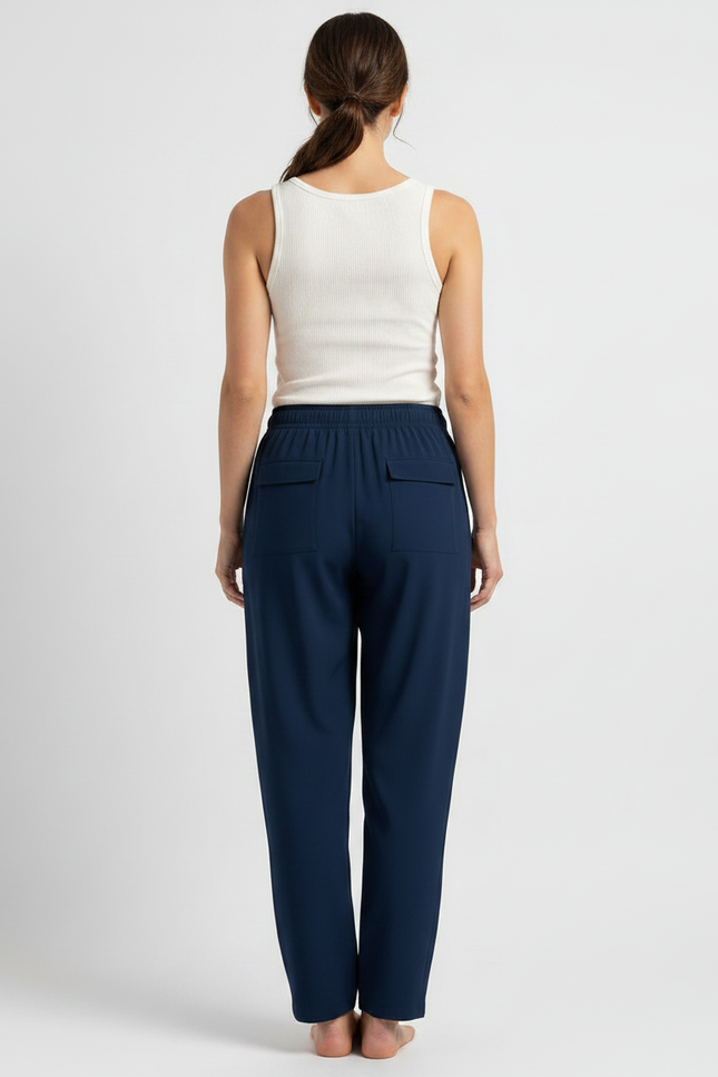 Pantalon Fluide Bleu Marine Cargo Confort Femme - Polyester - vue 2