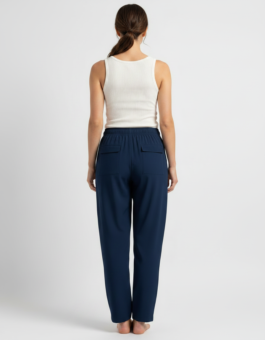 Pantalon Fluide Bleu Marine Cargo Confort Femme - Polyester - vue 2