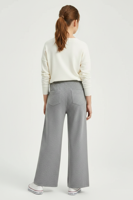 Pantalon Fluide Gris Ample Tricoté Confortable Enfant - Molleton - vue 2