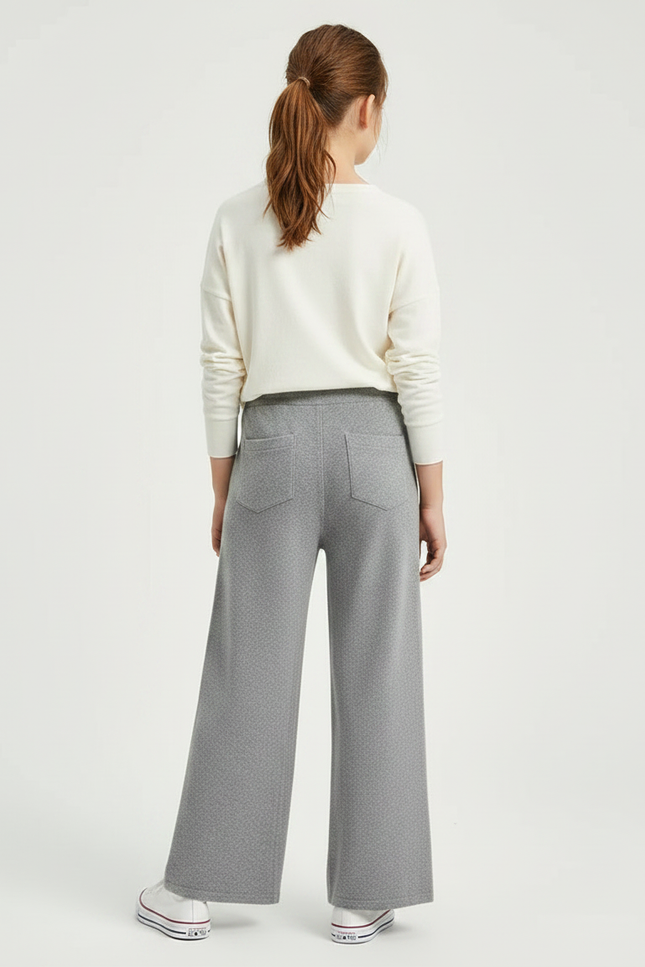Pantalon Fluide Gris Ample Tricoté Confortable Enfant - Molleton - vue 2