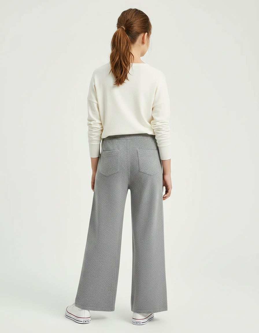 Pantalon Fluide Gris Ample Tricoté Confortable Enfant - Molleton - vue 2