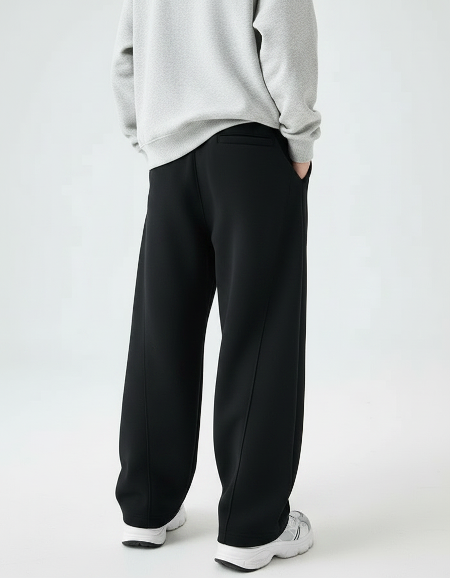 Pantalon Fluide Noir Ample Décontracté Coton Sport - Molleton - vue 2