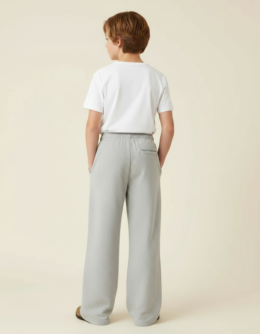 Pantalon Fluide Gris Ample Cordon Décontracté Fille - Molleton - vue 2