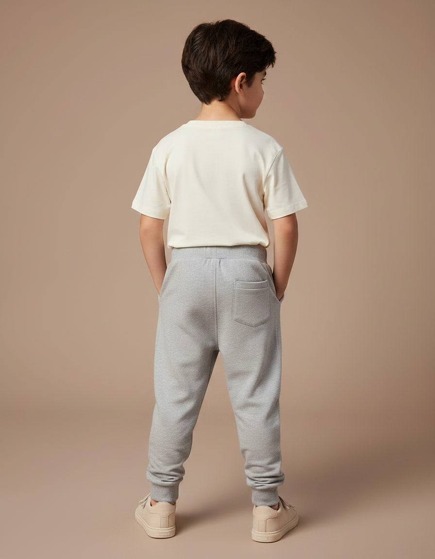 Pantalon Fluide Gris Coton Décontracté Enfant Sportif - Molleton - vue 2