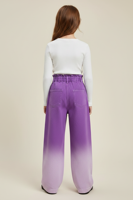Pantalon Fluide Violet Dégradé Ample Taille Haute - Jean - vue 2