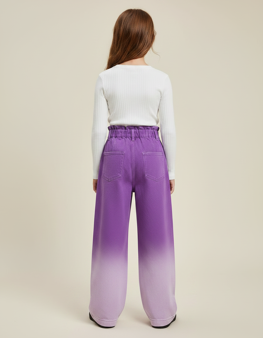 Pantalon Fluide Violet Dégradé Ample Taille Haute - Jean - vue 2