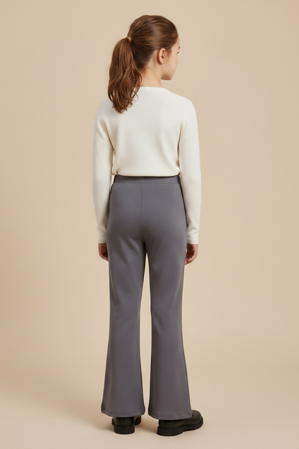 Pantalon Fluide Gris Évasé Confortable Fille - Polyester - vue 2
