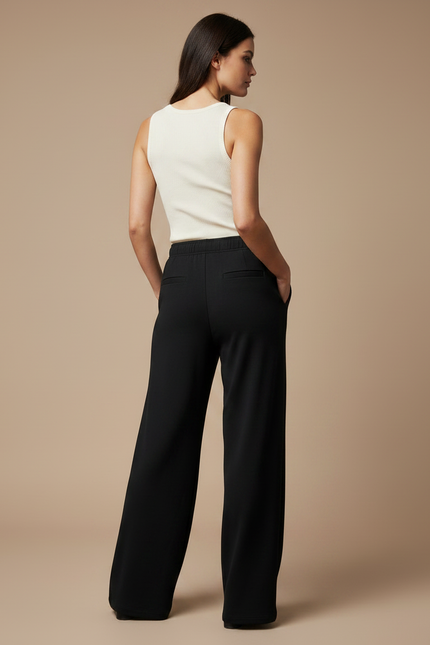 Pantalon Fluide Femme Noir Palazzo - Molleton - vue 2
