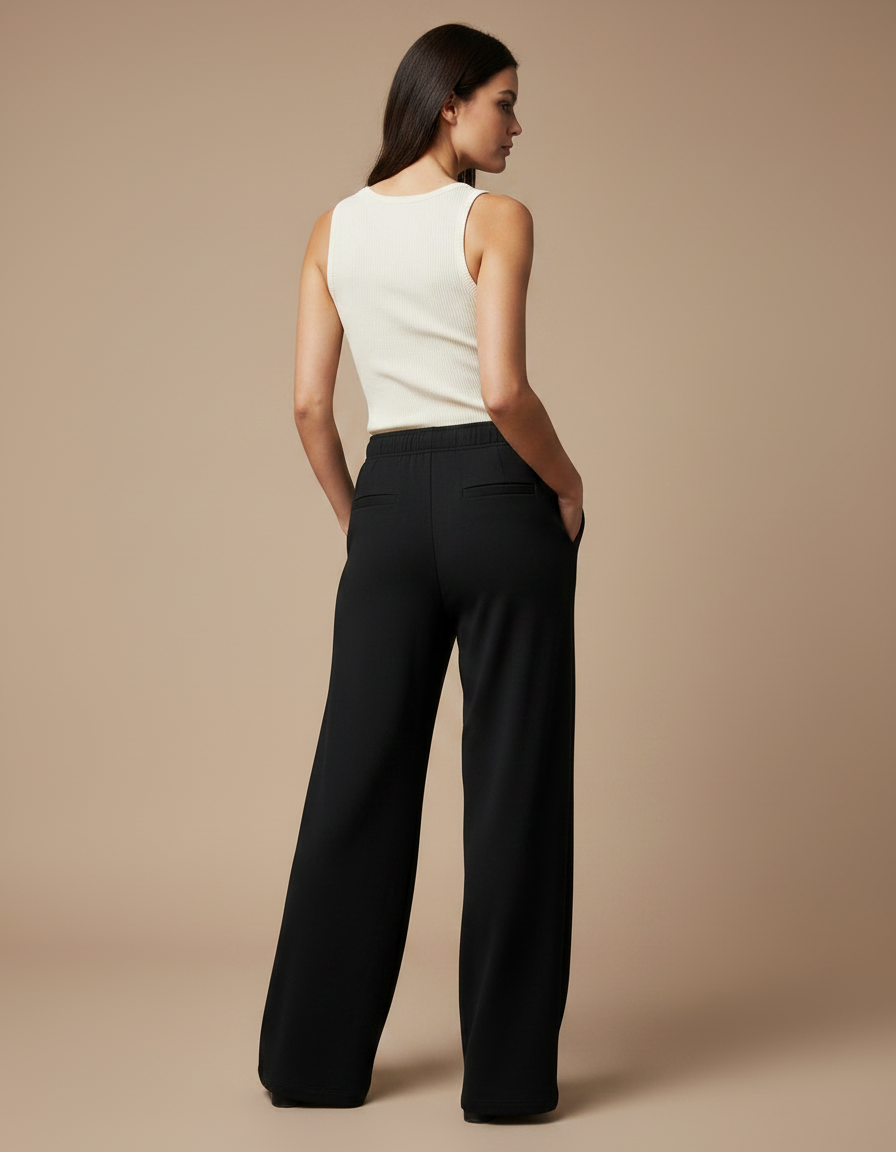 Pantalon Fluide Femme Noir Palazzo - Molleton - vue 2