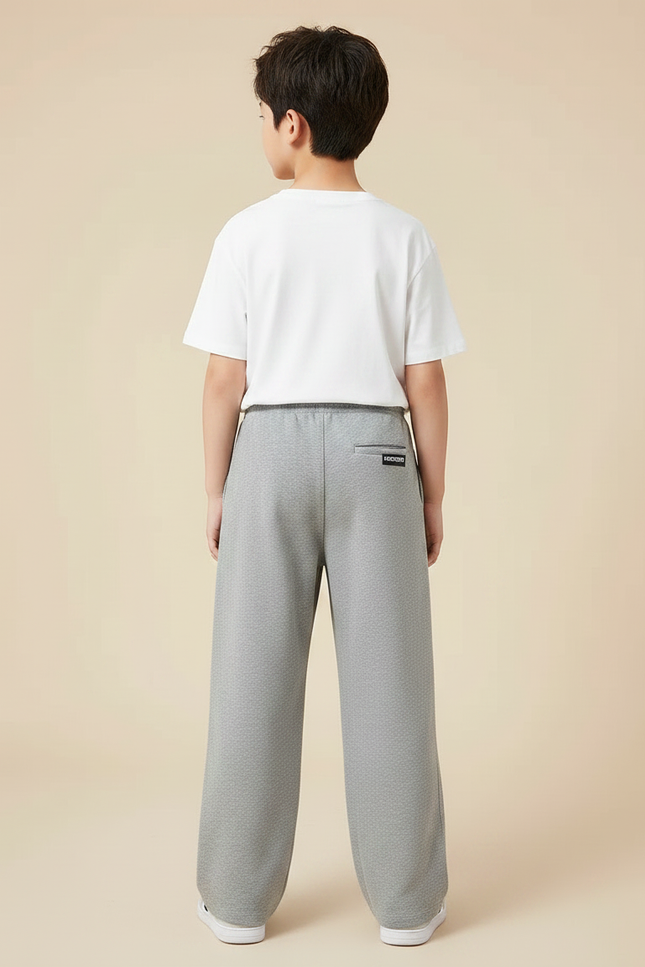 Pantalon Fluide Gris Ample Décontracté Garçon Coton - Molleton - vue 2