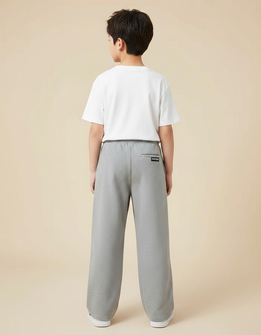 Pantalon Fluide Gris Ample Décontracté Garçon Coton - Molleton - vue 2