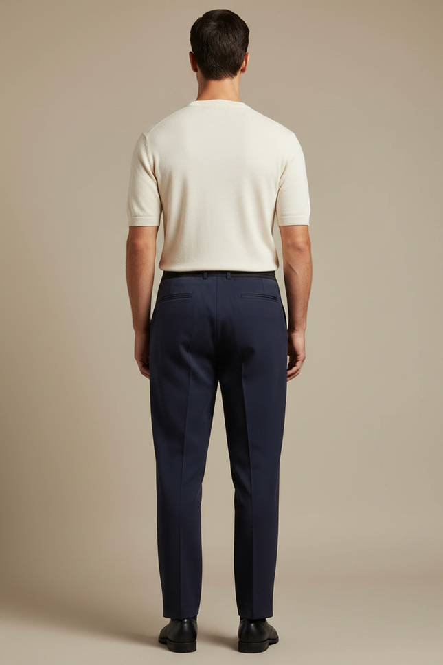Pantalon Fluide Bleu Marine Droit Élégant Homme - Polyester - vue 2