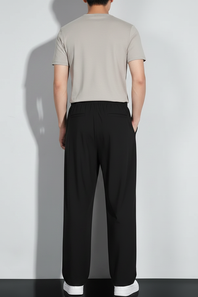 Pantalon Fluide Noir Ample Décontracté Homme Sport - Polyester - vue 2