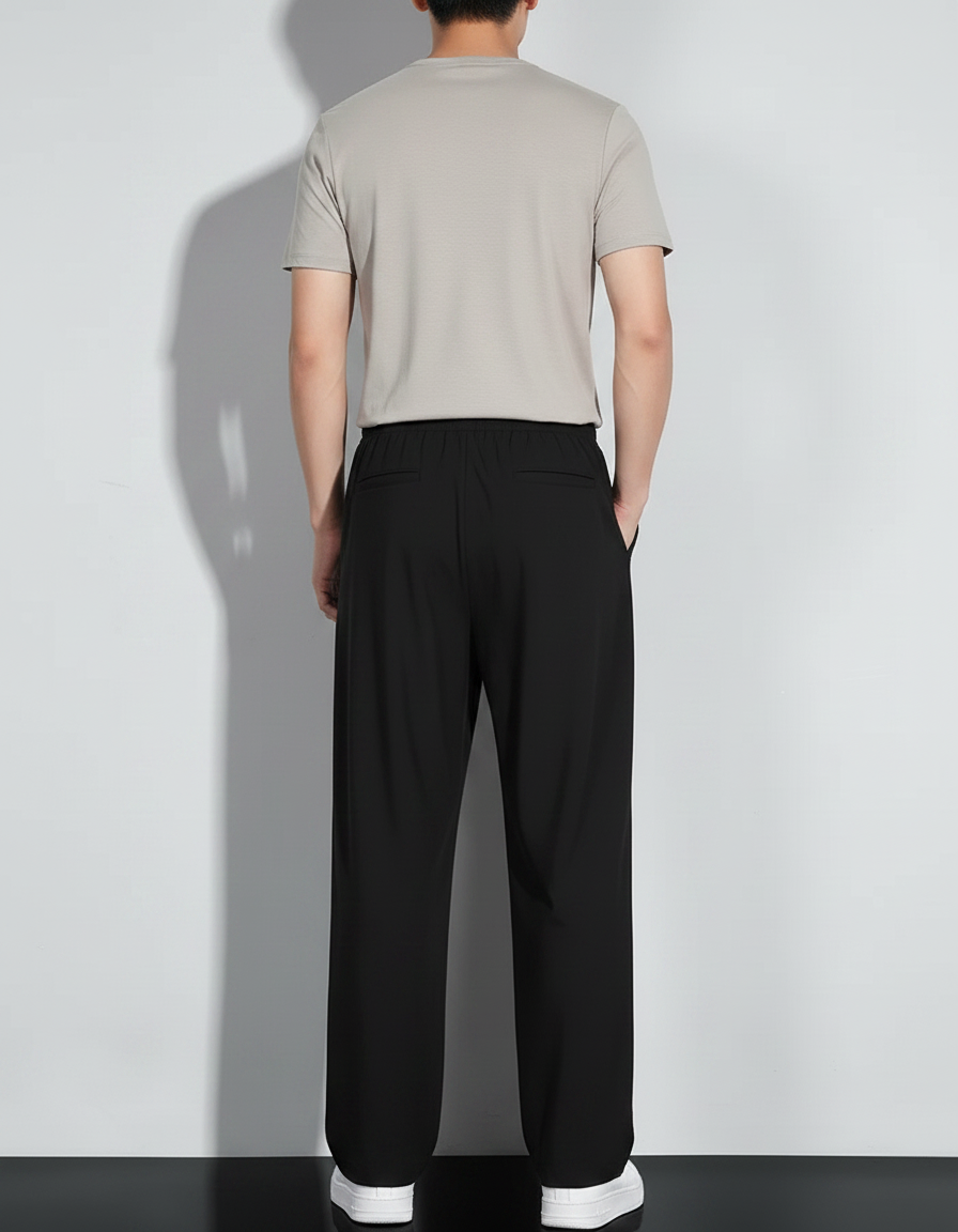 Pantalon Fluide Noir Ample Décontracté Homme Sport - Polyester - vue 2