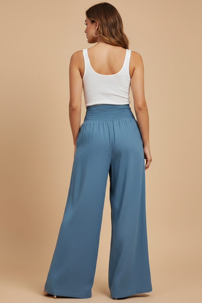 Pantalon Fluide Femme Bleu - Viscose - vue 2