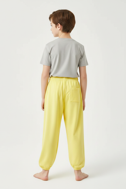 Pantalon Fluide Jaune Ample Coton Enfant - Molleton - vue 2