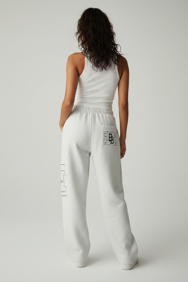 Pantalon Fluide Gris Ample Imprimé Logos Décontracté - Molleton - vue 2