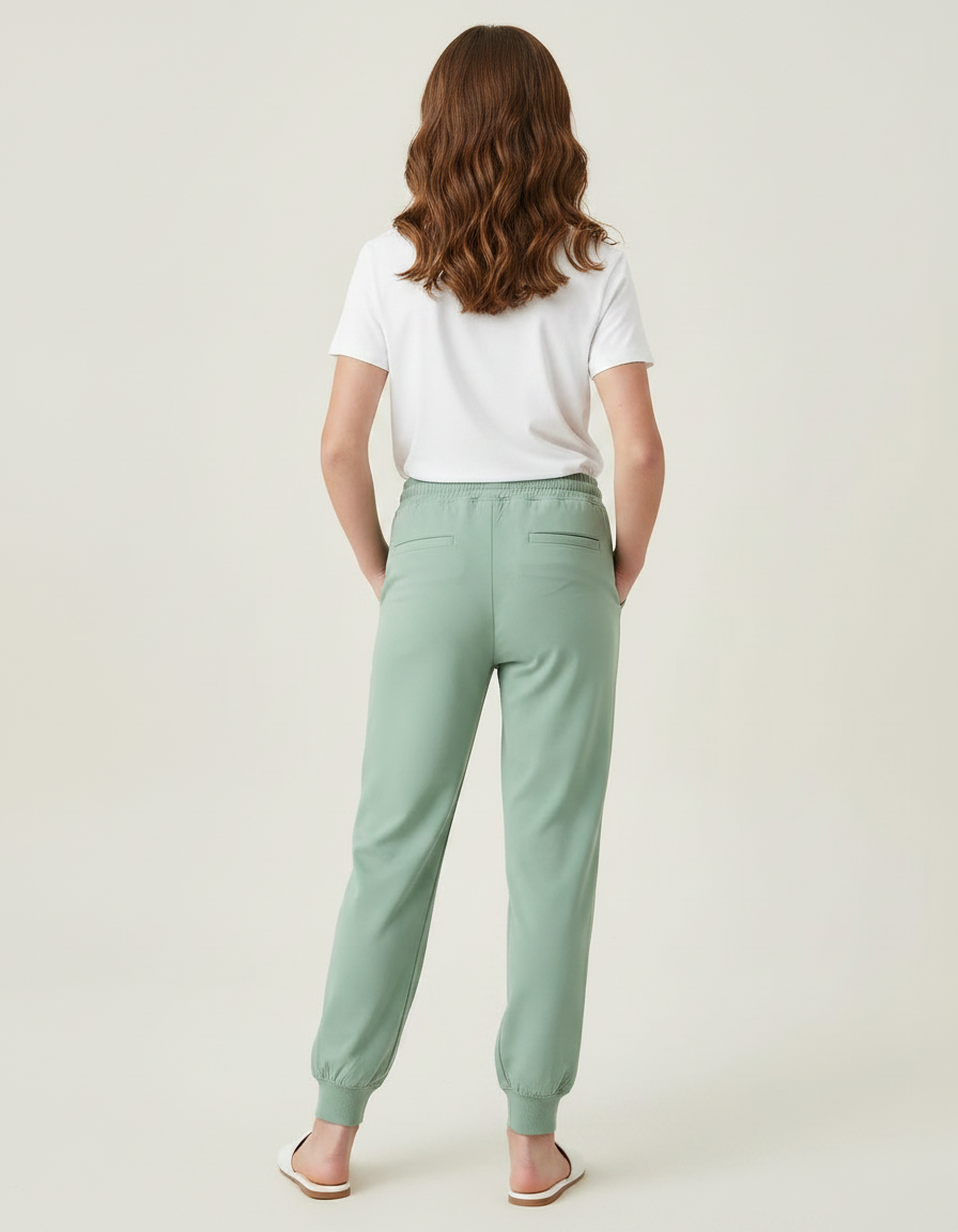 Pantalon Fluide Vert Menthe Droit Confortable Fille - Viscose - vue 2