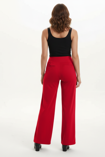 Pantalon Fluide Rouge Femme - Viscose - vue 2