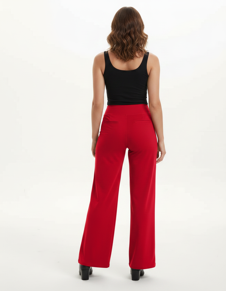 Pantalon Fluide Rouge Femme - Viscose - vue 2