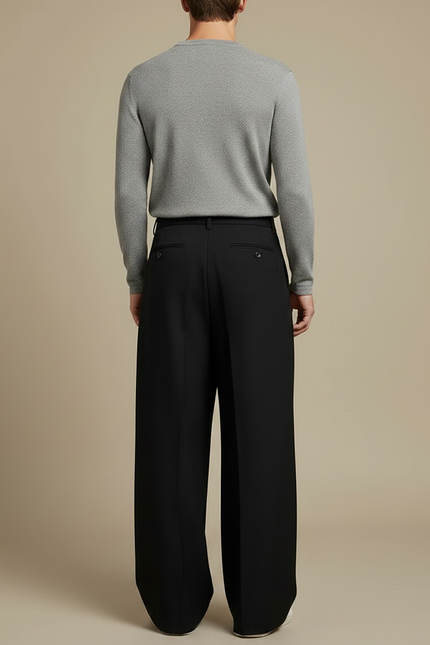 Pantalon Fluide Homme Noir Coupe Ample Viscose Chic Mi-saison 3 - Polyester - vue 2