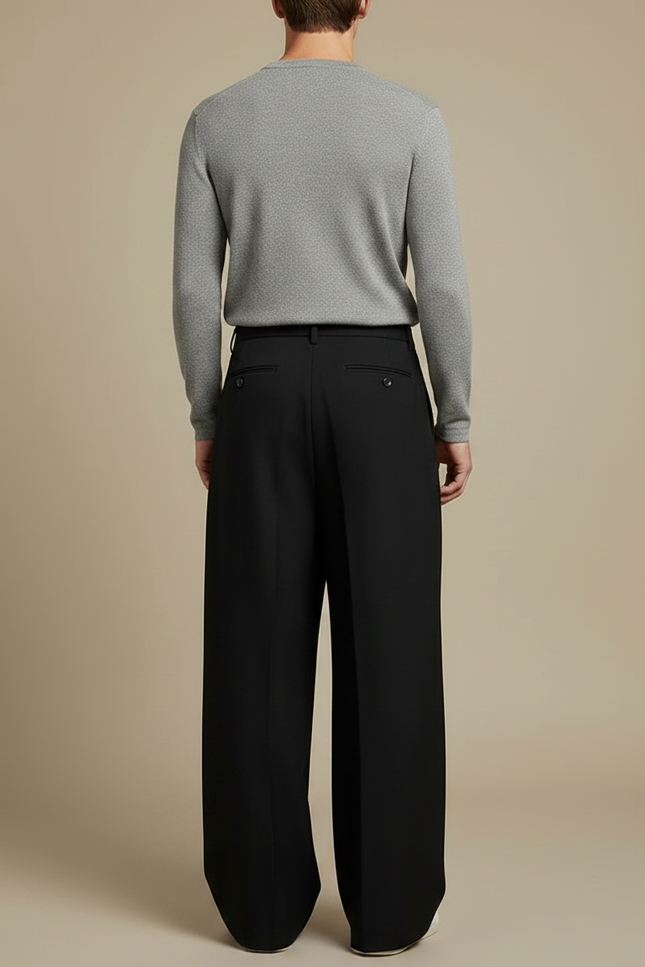 Pantalon Fluide Homme Noir Coupe Ample Viscose Chic Mi-saison 3 - Polyester - vue 2