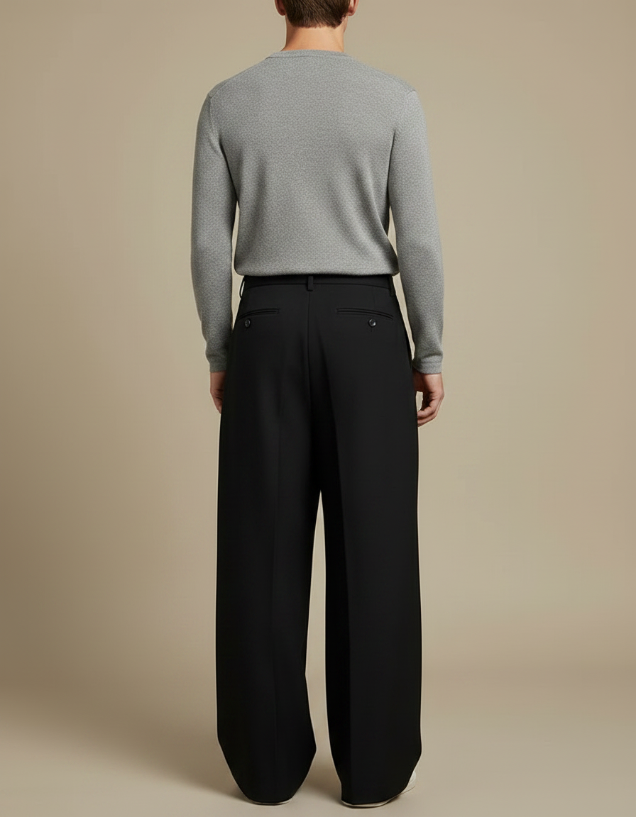 Pantalon Fluide Homme Noir Coupe Ample Viscose Chic Mi-saison 3 - Polyester - vue 2