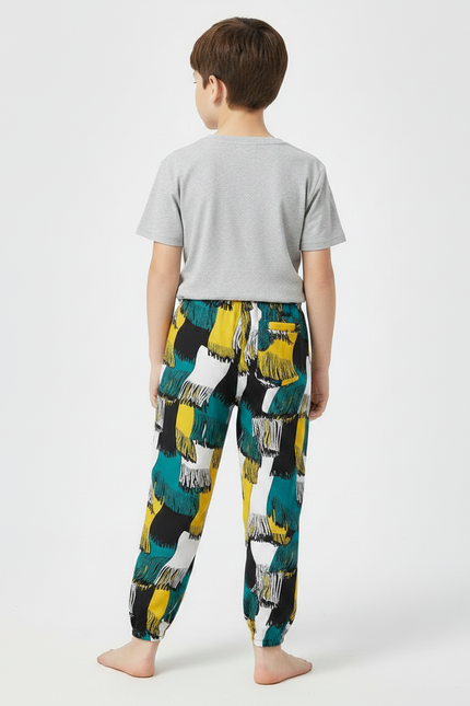 Pantalon Fluide Imprimé Abstrait Coloré Ample Enfant - Multicolore Viscose - vue 2