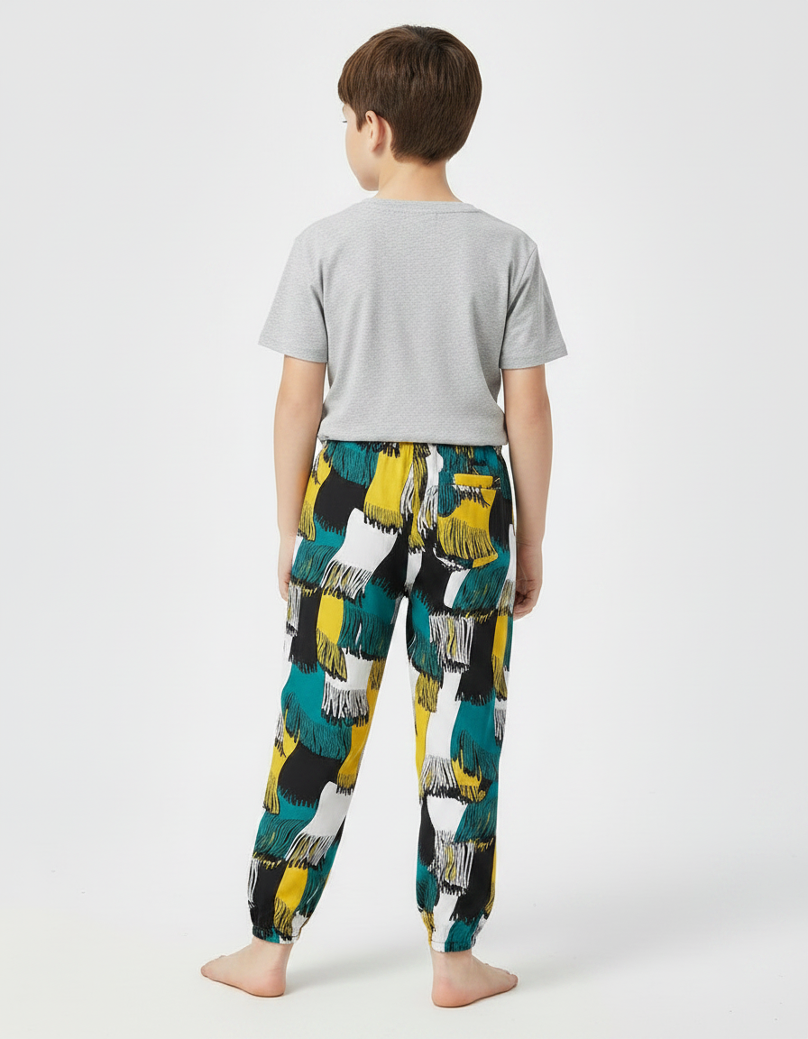 Pantalon Fluide Imprimé Abstrait Coloré Ample Enfant - Multicolore Viscose - vue 2