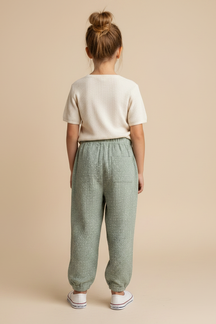 Pantalon Fluide Vert Ample Mousseline Enfant - Coton - vue 2