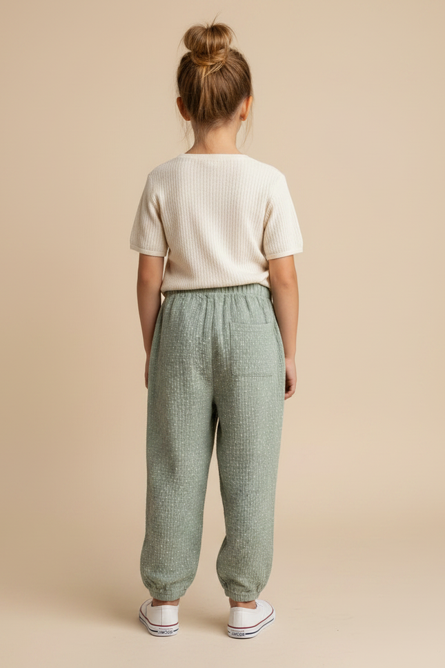 Pantalon Fluide Vert Ample Mousseline Enfant - Coton - vue 2