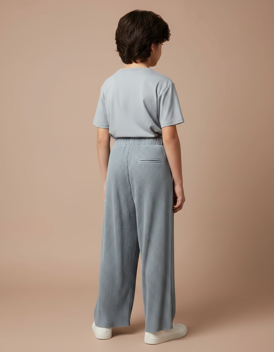 Pantalon Fluide Plissé Gris Ample Confortable Enfant - Polyester - vue 2