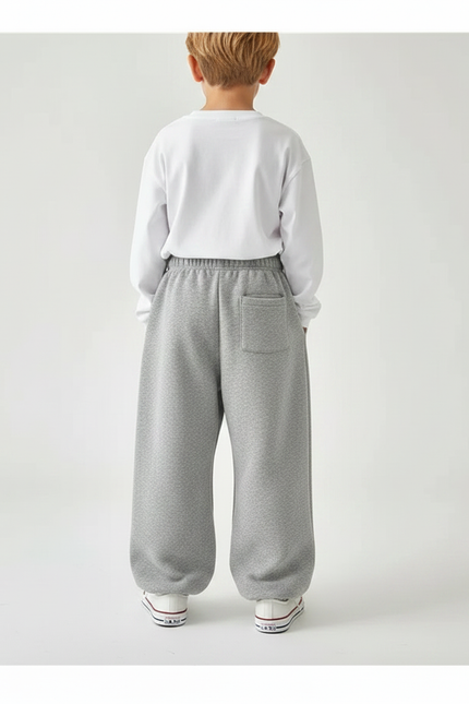 Pantalon Fluide Gris Ample Molletonné Décontracté Enfant - vue 2